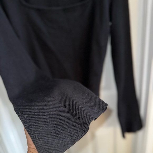 Maeve By Anthropologie Box Neck Sweater Women’s L Black Long Sleeve Whimsigoth - Picture 3 of 8